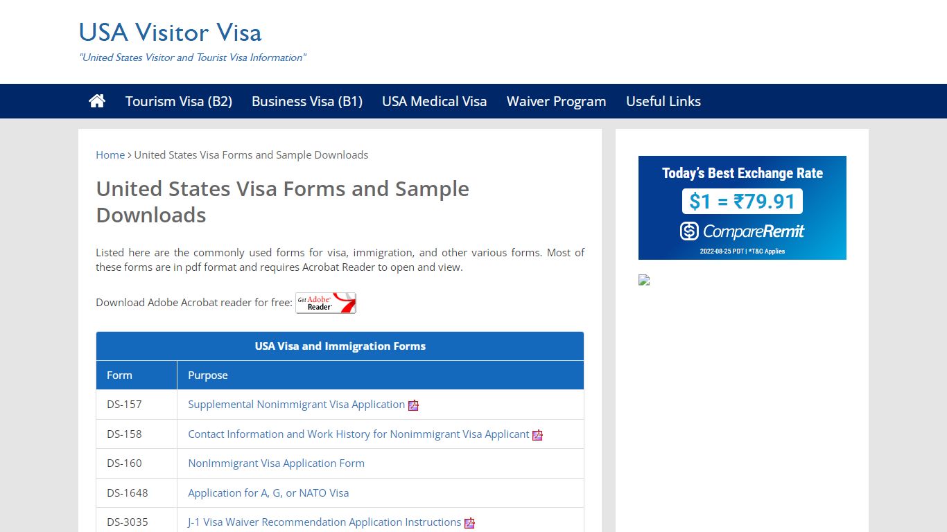 United States Visa Forms and Sample Downloads - USA Visitor Visa