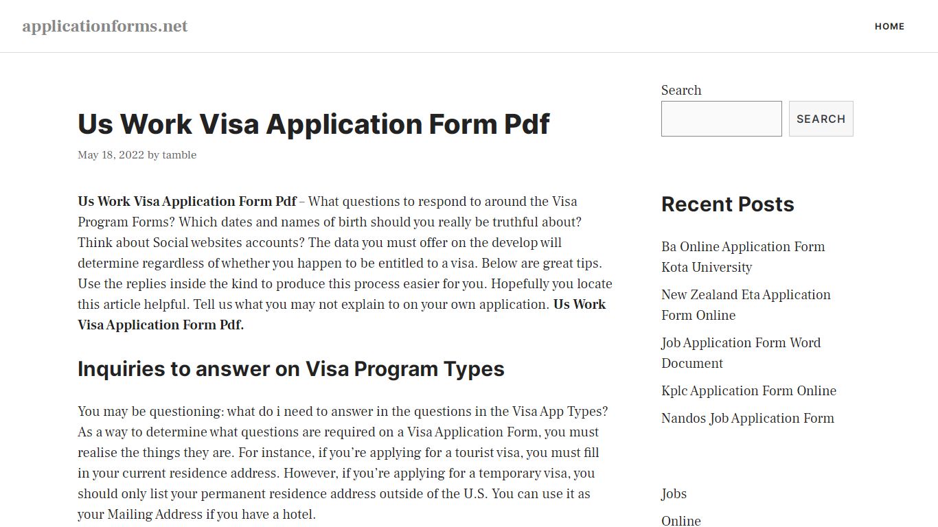 Us Work Visa Application Form Pdf 2022 - Applicationforms.net